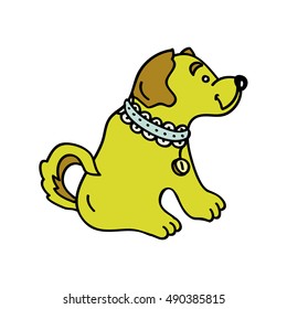 Dog isolated on a white background in flat style. Puppy sitting. Dog Icon Object. Dog Icon Vector.