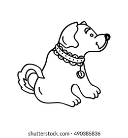 Dog isolated on a white background in flat style. Puppy sitting. Dog Icon Object. Dog Icon Vector.
