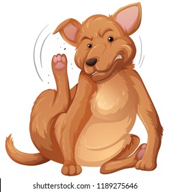 Dog Itching White Background Illustration