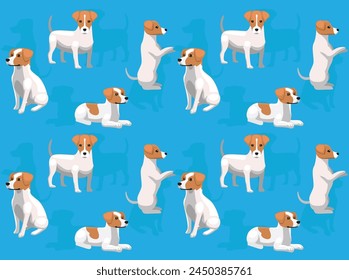 Dog Jack Russell Terrier Poses Cartoon Cute Seamless Wallpaper Background