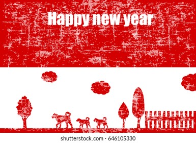 Dog Japanese paper New Year's card background