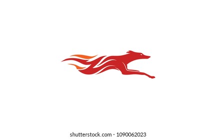 dog jump fire logo