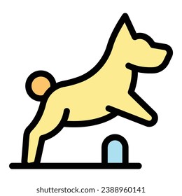 Dog jump icon outline vector. Pet walk. Puppy animal color flat