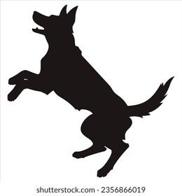 Dog jump silhouette simple vector flat design