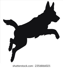 Dog jump silhouette simple vector flat design