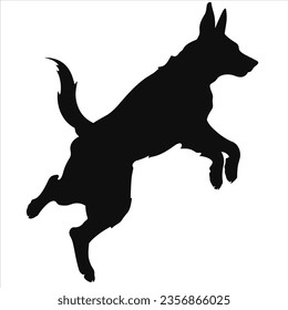 Dog jump silhouette simple vector flat design