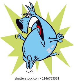 dog is jumping up