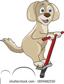 Dog Jumping On A Pogo Stick. Vector Illustration