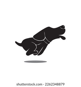 Dog Jumping running silhouette logo design vector illustration