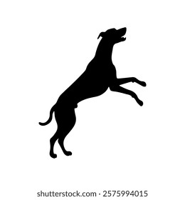 Dog jumping silhouette icon vector illustration design on white background.