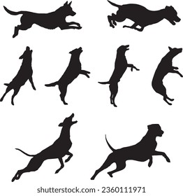 Dog Jumping Silhouette Vector Graphic Pack