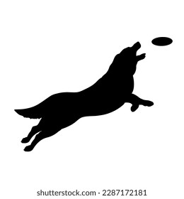 dog jumps for the plate silhouette. Vector dog breeds
