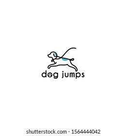 dog jumps simple line art logo concept