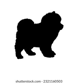 Dog Keeshond  puppies silhouette. Baby dog silhouette. Puppy