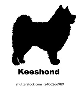 Dog Keeshond silhouette Breeds Bundle Dogs on the move. Dogs in different poses.
The dog jumps, the dog runs. The dog is sitting lying down playing
