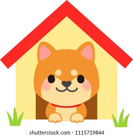 A dog in a kennel