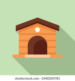 Dog kennel icon flat vector. Pet care home cabin. Creature backyard