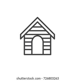 Dog kennel line icon, outline vector sign, linear style pictogram isolated on white. House symbol, logo illustration. Editable stroke