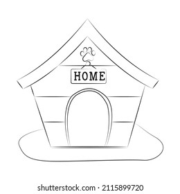 Dog kennel outline vector illustration