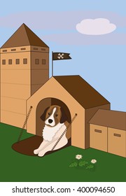 Dog in the kennel/Guard dog in the doghouse