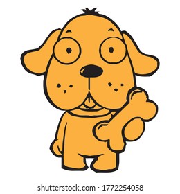 dog kids with bones line art