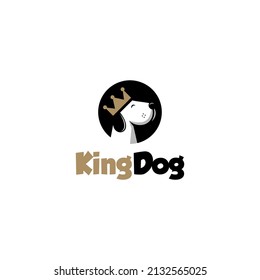 dog king head wearing a crown on a black circle background