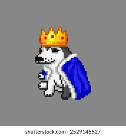  Rei cão, ilustração de meme pixel art 