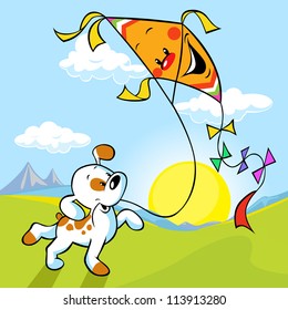 dog with kite illustration