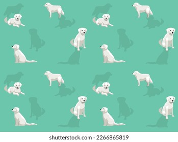 Dog Kuvasz Cartoon Poses Seamless Wallpaper Background