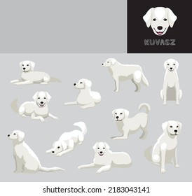 Dog Kuvasz Cartoon Vector Illustration Color Variation Set
