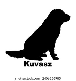 Dog Kuvasz silhouette Breeds Bundle Dogs on the move. Dogs in different poses.
The dog jumps, the dog runs. The dog is sitting lying down playing
