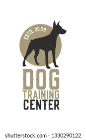 Dog label isolated on white. Vector illustration.