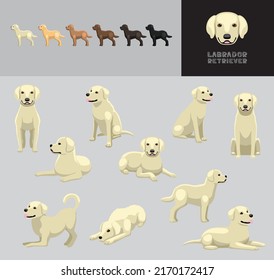 Dog Labrador Retriever Cartoon Vector Illustration Color Variation Set