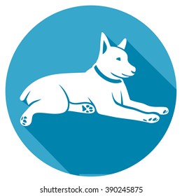 Dog Lay Down Flat Icon 