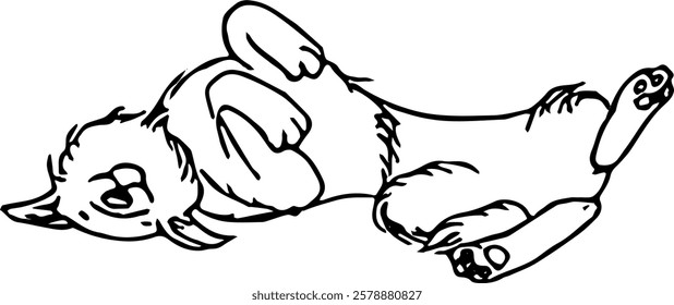 
Dog laying on playing . Domestic animal. Hand drawn vector isolated illustration doodle. 