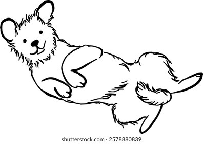 
Dog laying on playing . Domestic animal. Hand drawn vector isolated illustration doodle. 