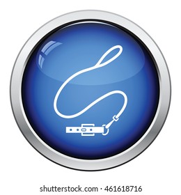 Dog lead icon. Glossy button design. Vector illustration.