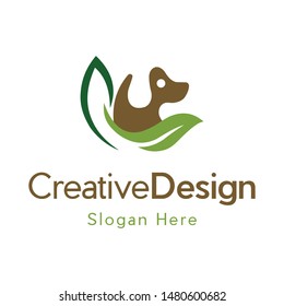 Dog Leaf Animal Pet Creative Vector Logo