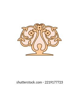 dog leaf decorative logo design vector template