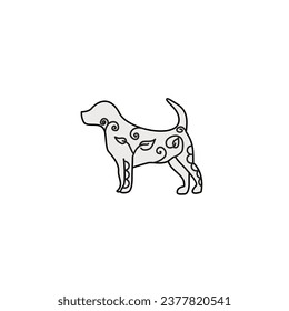dog and leaf line art, can be use on all media, because made with high resolution