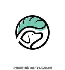 dog and leaf logo with the concepts of nature and health