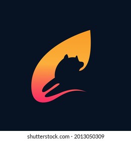 Dog With Leaf Space Design concept Illustration Vector Template. Suitable for Creative entertainment, Educations, Shop, and any related business with dark blue background.