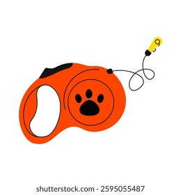 Dog leash. Cartoon dogs retractable strap for walking domestic animal, trendy flat colorful pet accessories for safety care, hand drawn abstract style. Vector illustration