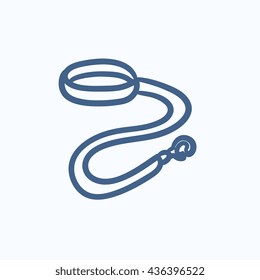 Icono de boceto de correa de perro y de obturador vectorial aislado en el fondo. Icono de collar y correa de perro dibujada a mano. Icono de boceto de collar y correa de perro para infografía, sitio web o aplicación.