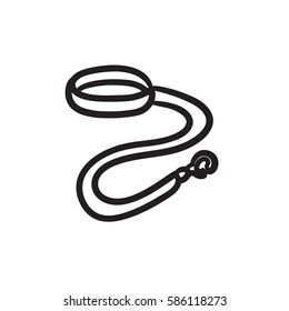 Dog leash and collar vector sketch icon isolated on background. Hand drawn Dog leash and collar icon. Dog leash and collar sketch icon for infographic, website or app.