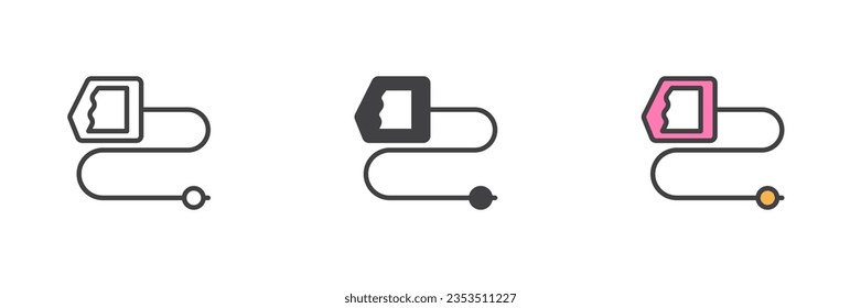 Dog leash different style icon set. Line, glyph and filled outline colorful version, outline and filled vector sign. Symbol, logo illustration. Vector graphics