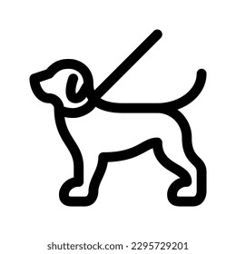 Dog with a leash outline icon