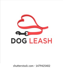 dog leash in the shape of love and vector design elements, pet shop design, and logo illustration