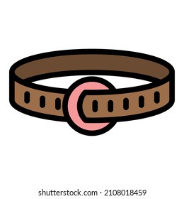 Dog leather belt icon. Outline dog leather belt vector icon color flat isolated