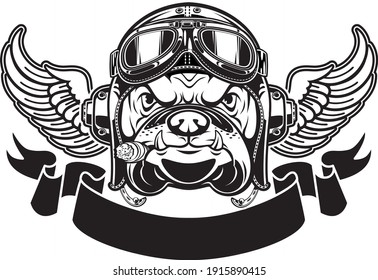 dog with Leather Flying Helmet and goggles
and wings
